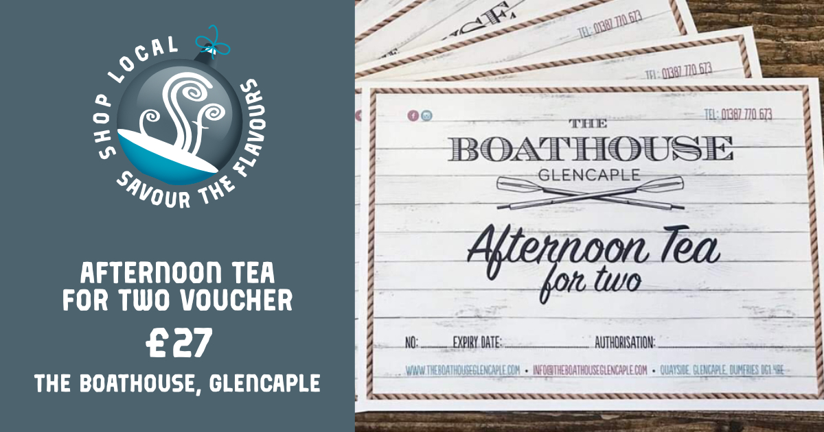 The Boathouse is doing a special December price for their beautiful afternoon teas and afternoon tea vouchers. The voucher can be used to dine in or have the product delivered within 5 miles of The Boathouse (incl Dumfries). #LoveLocal Find out more at: theboathouseglencaple.com/afternoontea/