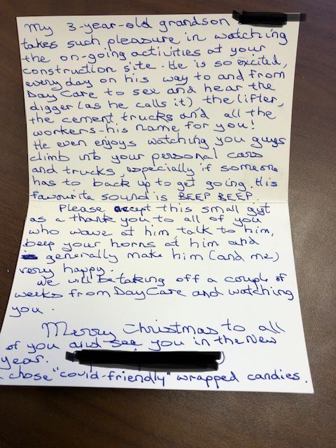 It’s a time of year to be grateful for everything you DO have. For us, it’s receiving cards like this from our neighbours at sites. For this family, it’s seeing ‘the digger’ and hearing ‘BEEP BEEP’ on the way to day care in the morning.⠀

Thank you for this beautiful message!🙏