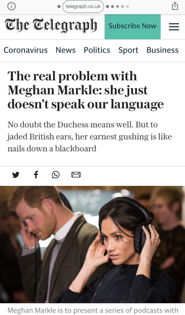 Exhibit 38:  #LanguageGateThe Telegraph's Michael Deacon appears to be confused. Pretty sure Meghan speaks English, and "Californian" isn't a language. We Brits also speak of being inspired, excited & passionate. Maybe it's just you who is jaded and flat?  https://archive.is/jbC89 
