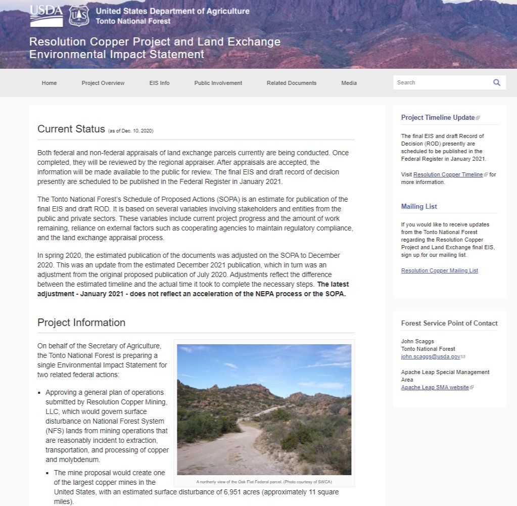 Let's take a look at some of these projects awaiting actions in the remaining weeks of Trump's tenure. MASSIVE mining projects on federal lands. First stop, ARIZONA. Sacred Native American lands now in a national forest are targeted for destruction to make way for a copper mine