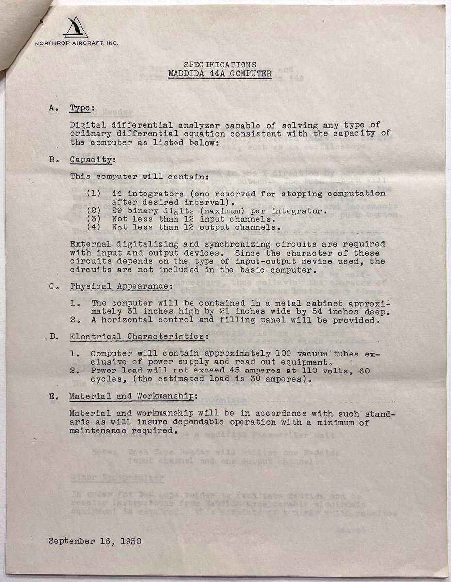 This is a possibly unique document from the first corporation to purchase an electronic computer, demonstrating the BINAC’s functionality a year after its completion and delivery. 2/2
