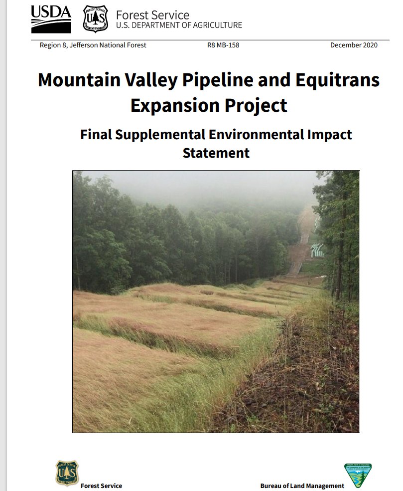 NEXT STOP, WEST VIRGINIA/VIRGINIA where Forest Service slated to give final approval before mid January to a new natural gas pipeline that will be built across a national forest and the Appalachian Trial.