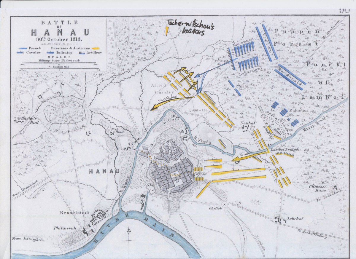 . They hunted the retreating napoleonic soldiers out of the woods, where the villagers had hidden their daughters. Tschernyschow’s untis were very disciplined in the towns. At the battle of Hanau Tschnyschow’s cavalry took a seperated position on the outer northern wing.