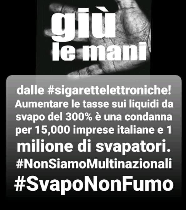 CitySmokeBresso's tweet image. Giù le mani dalle #SigaretteElettroniche! Aumentare le tasse sui liquidi da svapo del 300% è una condanna per 15 mila imprese italiane e 1 milione di svapatori.  #NonSiamoMultinazionali #svapononfumo @vanniagava @michelegubitosa @stefanobenigni @ylenjalucaselli