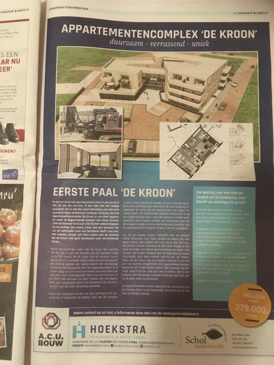<a href="/ACUBouw/">A.C.U Bouw</a> is gestart met de bouw van het prachtige appartementencomplex ‘De Kroon’, wil jij hier ook een appartement wees er dan snel bij, er zijn nog enkele te koop.