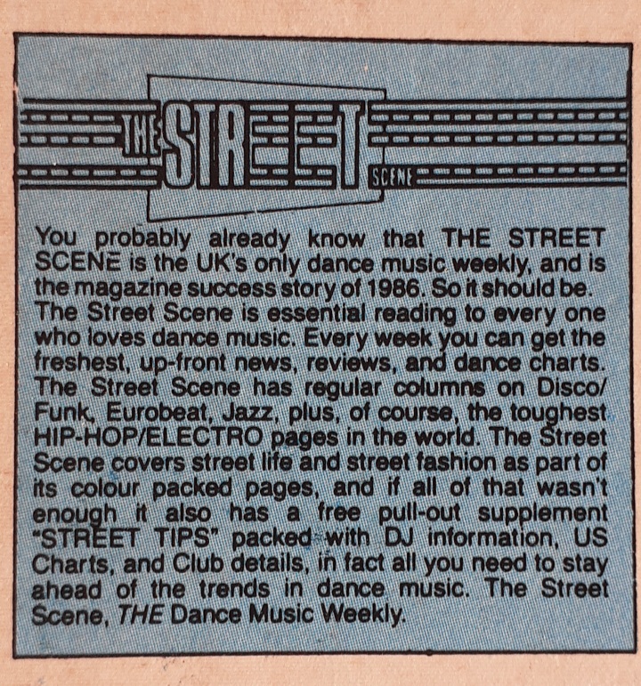 22/ And there’s the new tagline.Gone is “Electro is aural sex”. Hello to “Electro is hip-hop”.Also the Street Scene is still being pushed whenever possible.