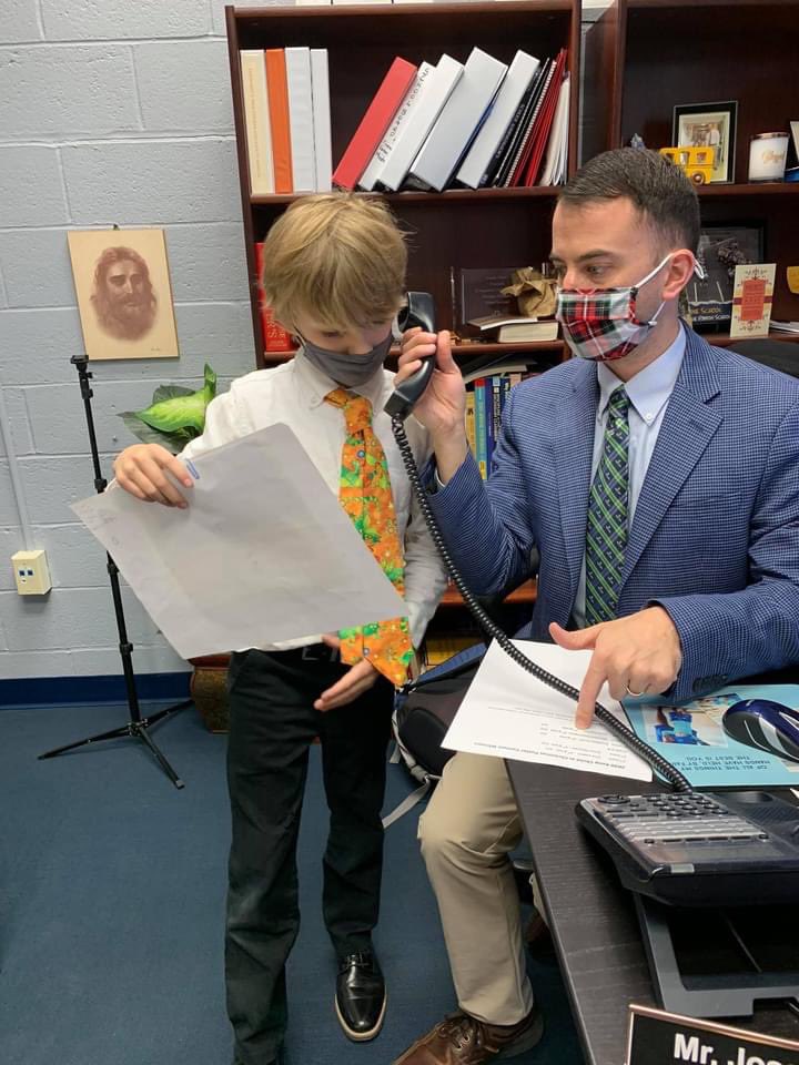 MrMillerSAS's tweet photo. Had a blast working alongside my Principal and AP of the Day! Carline duty, observations, announcements, and of course a lunch meeting! So proud of these young leaders in action. @ArchbaltSchools @DeniseBall_EDU @mrskaplanSAS #AOBCatholicSchools #SASstrong https://t.co/JmptBR45u6