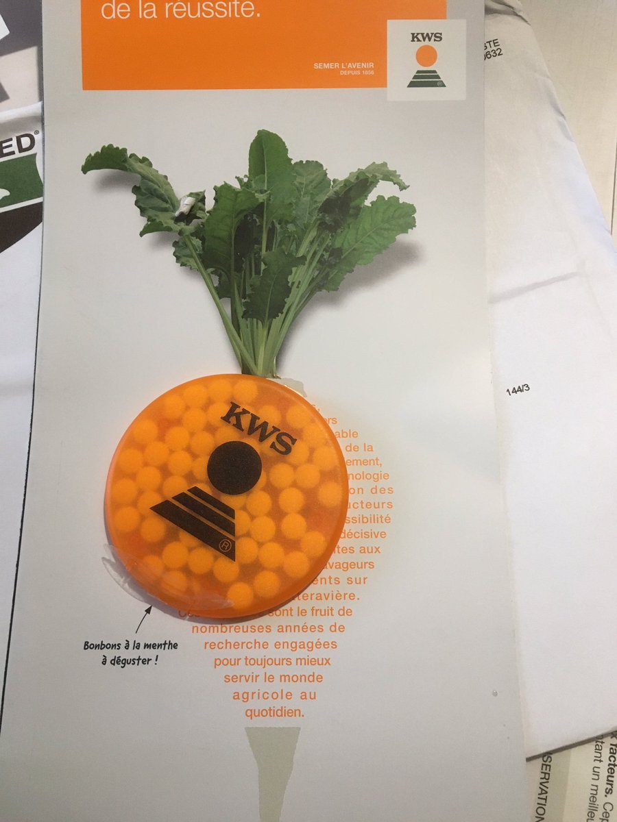alexis_hache's tweet photo. Quand les fabricants de semences se moquent de nous ça donne ça @kws envoient à tous les planteurs des bonbons sans sucre à l’aspartame.... #capartencouille @CGB_FR @_MissBetter @Cultures_sucre @Cristal_Union @Tereos #semerlorange? https://t.co/uySzvh3z4R