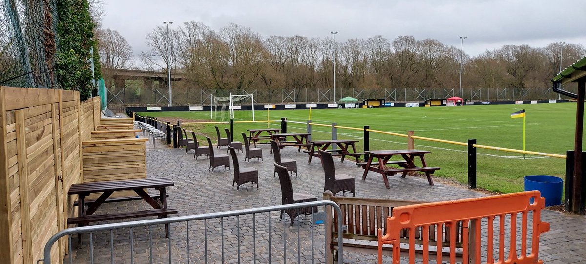 Outside seating area for food and drink. Every effort being made to keep everyone safe while enjoying todays game