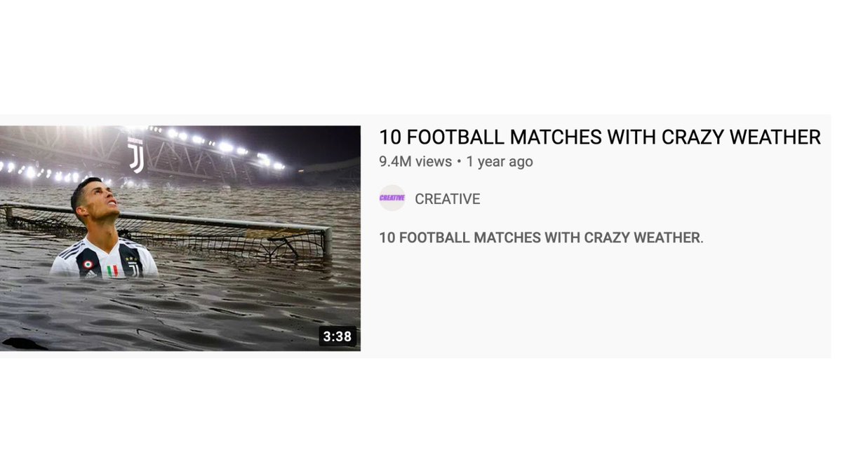 The time Italy experienced biblical levels of rainfall as a bemused Cristiano Ronaldo looked up to the sky in a flooded Allianz. Might be my favourite, this.