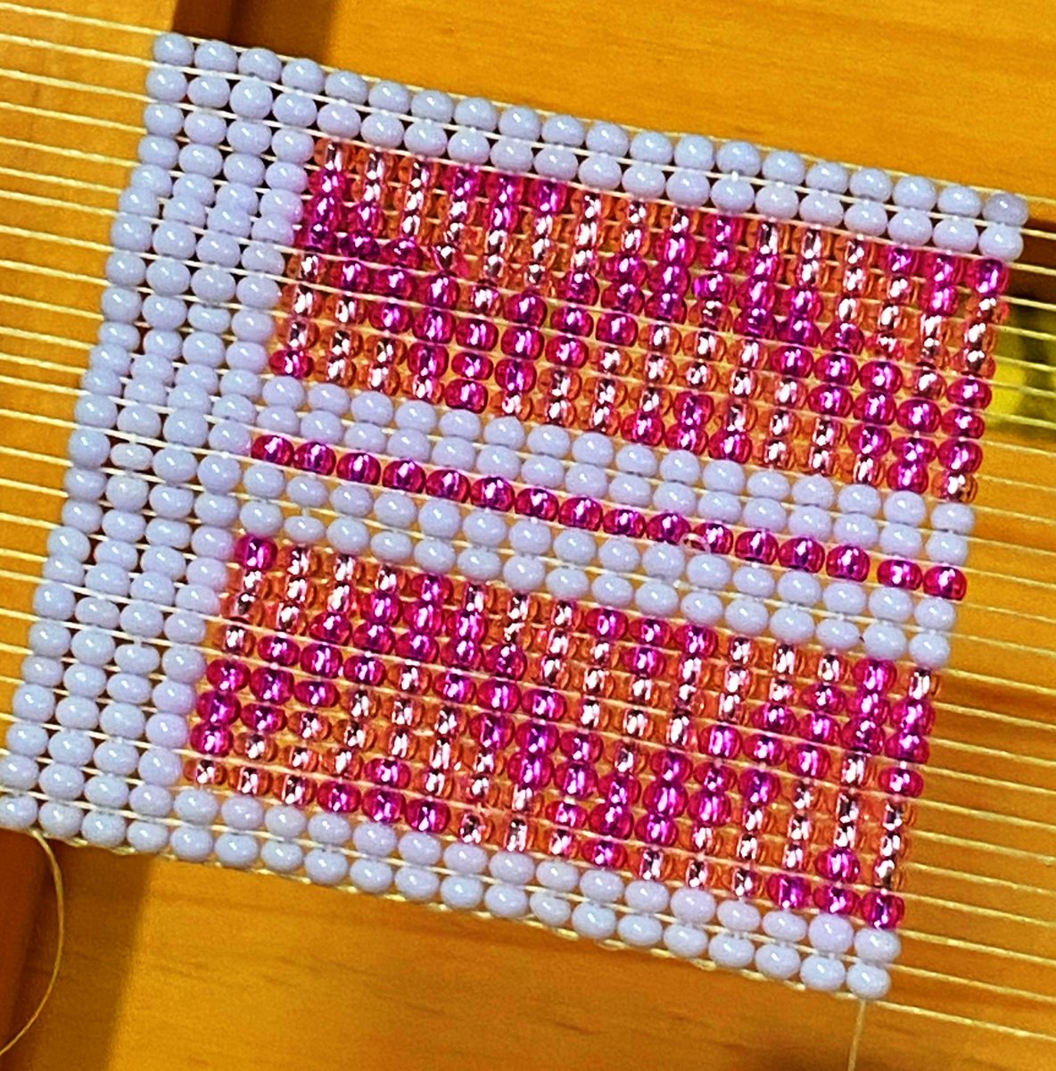 Anthrobeader's tweet photo. #Loomwork always takes a bit before it’s cool to show off & the photos do nothing for these colours. 🙄 These #pinks & the #violet are STUNNING irl but you’ll just have to see this to believe it. 😉 #hatband #looming #beadwork #beading #silverlined #sparkle #sparkly #SparkleBeads https://t.co/fTo5TTq4Lz