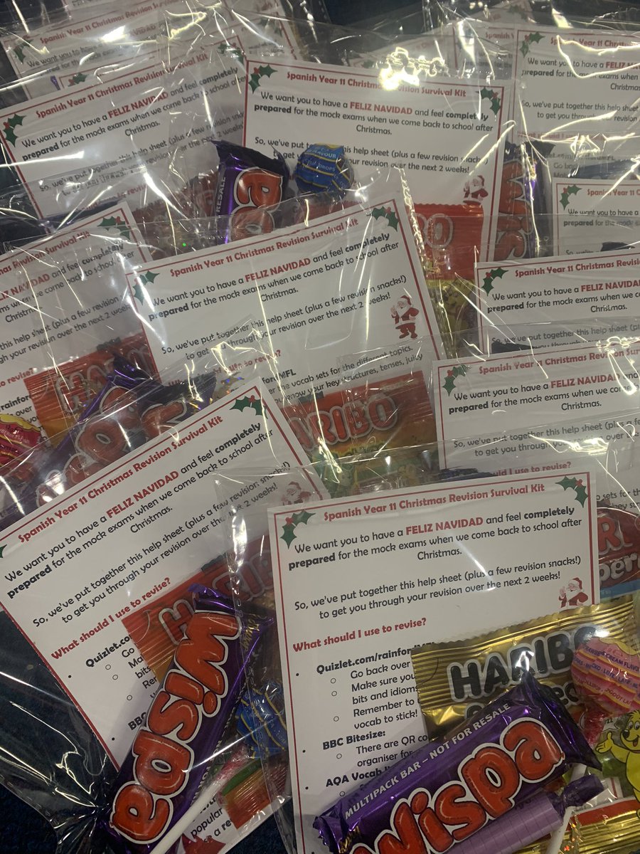 Wishing all our students <a href="/RainfordHigh/">Rainford College</a> and their families a Feliz Navidad &amp; Joyeux Noël 🎄🎅🏼 We hope our Year 11s liked their little Revision Survival Kits too 😋 #EveryoneSucceeds #MFLTwitterati