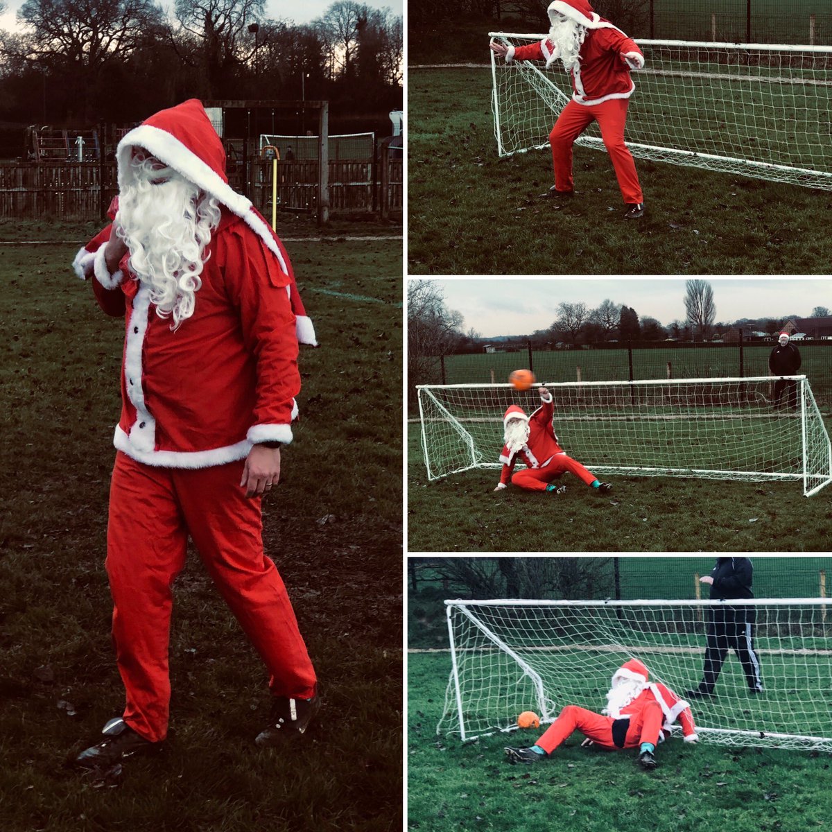 A great last training session for the Under 11s at the end of an extraordinary year! And a special guest  in the penalty shootout (lead to an unfortunate incident in the trouser dept!) 🤣🎅🏻⚽️⚫️⚪️⚫️⚪️ @SbmflW @BerksBucksFA <a href="/FA/">The FA</a> @FootballGrf
