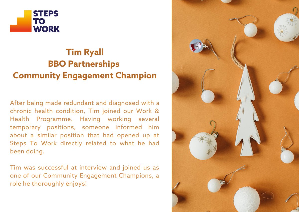 StepsToWork's tweet photo. Allow us to introduce some new members of the team who recently joined us after having been participants on our projects... 

First up is Tim, a participant on our Work &amp; Health Programme who joined us as one of our Community Engagement Champions!

#STW2020 #12DaysofCelebrations https://t.co/jNlCC0Xp4v