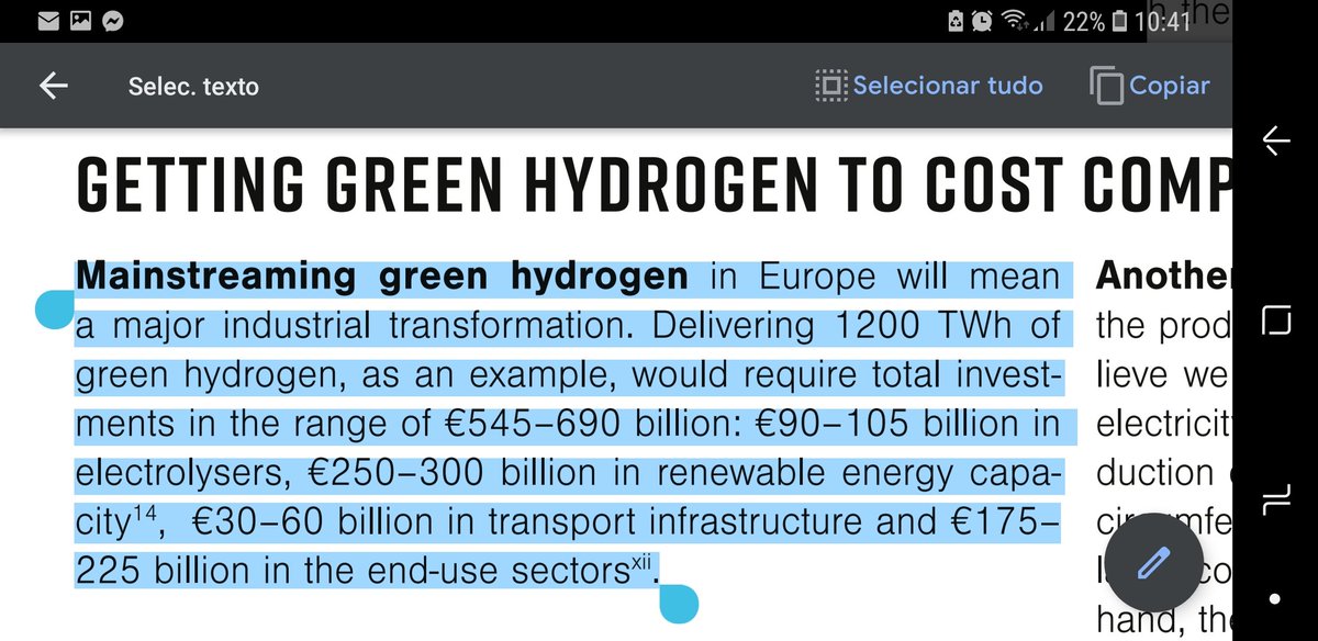 Future green H2 supply costsGreen H2 investments in Europe1200 TWh of green H2 --> total investments EUR 545-690 bn, out of which:* EUR 90-105 bn in electrolysers* EUR 250-300 bn in RES capacity* EUR 30-60 bn in transport* EUR 175-225 bn in end uses