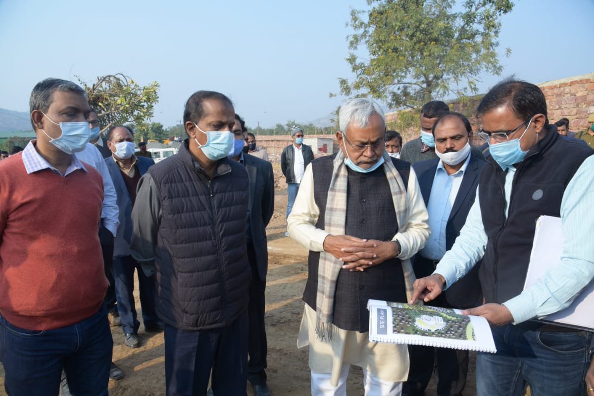 ANI's tweet photo. Bihar: Chief Minister Nitish Kumar inspects Nature Safari and Zoo Safari at Rajgir in Nalanda district. https://t.co/THqkW9zlvg