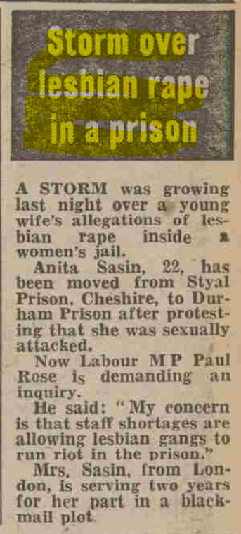 Daily Mirror (UK) 1978-05-2424Storm over lesbian rape in a prison