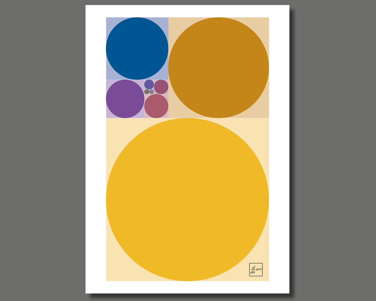 ddxart's tweet photo. I am in love with this new interpretation of my Fibonacci Rectangles series. Somehow the circles draw out the progression of sizes in the sequence [by dimension not area] more effectively. https://t.co/DPqxGe1y1Y
