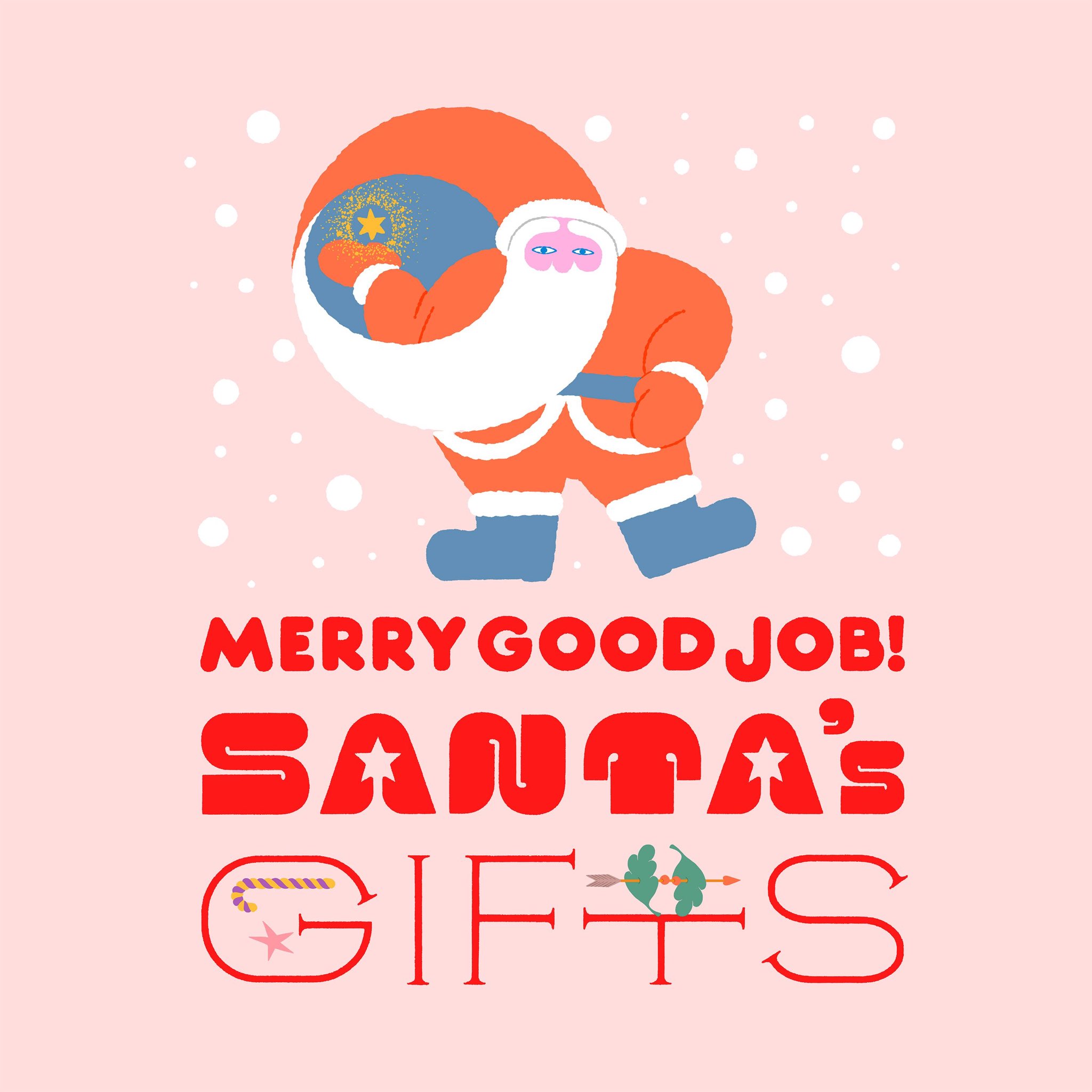 カワグチ タクヤ Kawaguchi Takuya ルミネ新宿 イベントスペースで行われている Merry Good Job Santaʼs Gifts にてイラストレーションを担当しました 映像などにも一部イラストを使っていただいています Adは相楽賢太郎さん サンタさんからの