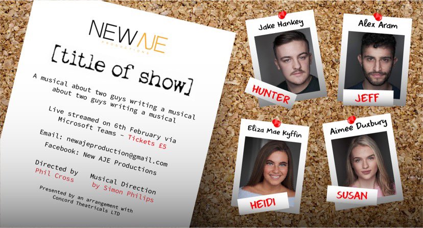 newajeprod's tweet photo. Introducing.. our first professional production of [Title of Show]! Head over to our Facebook and Instagram pages for more information! 

Insta: @newajeproductions 

FB: https://t.co/2RdA09Za12 https://t.co/HFawLcOGp8