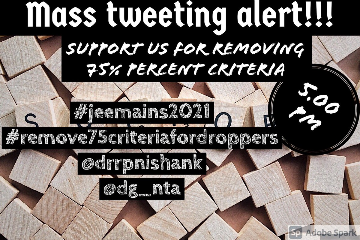 ArindamRoycho14's tweet photo. #remove75criteriafordroppers
#jeemains2021
@DrRPNishank 
@DG_NTA 

It's highly irrational to exempt it last year &amp; re-implement it this year, in a time when you are not even sure about re-opening of schools. https://t.co/oOjiOgY7Zm