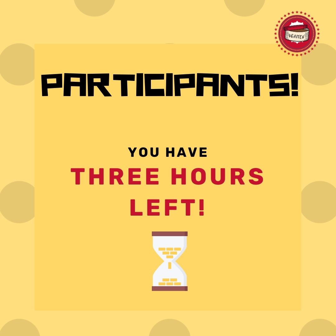BahrainGameJam's tweet photo. Getting close now! You have 3 hours left to submit your games! The link to submit your game can be found in our website https://t.co/xwkSggPZBj https://t.co/Oqd5drG8iU