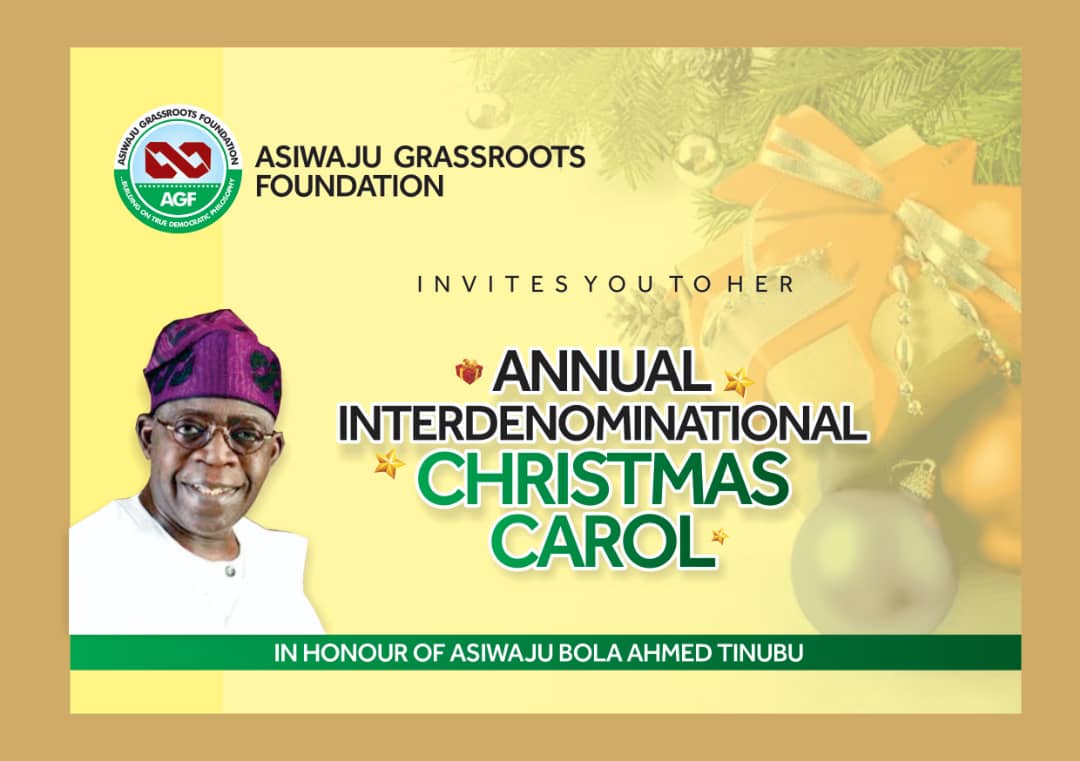 AGFEvents's tweet image. You are SPECIALLY INVITED!!!

Pls register to attend the 2020 AGF ANNUAL INTER-DENOMINATIONAL CHRISTMAS CAROL. 

eventbrite.com/e/agf-annual-i…

Admission is *"STRICTLY BY INVITATION"*

*For participation, sponsorship and inquiries; Please Call-*
08033099085, 08070634948, 07038461359.