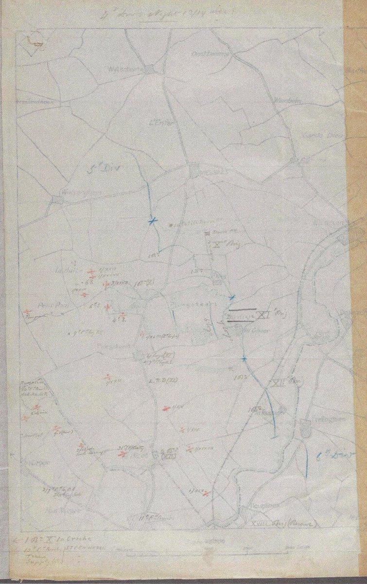 As soon as the infantry advanced this was the moment that fire began by the enemy, heavy rifle & machine gun fire, notwithstanding this 4.5 howitzer shells from the British artillery landed in the middle of the infantry causing heavy casualties. 4/