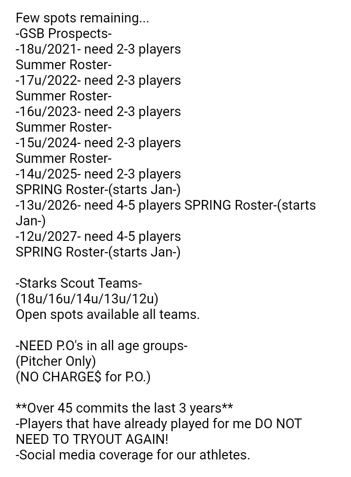 gsb_prospects's tweet photo. **Tryout info** https://t.co/11WuLHJCP9