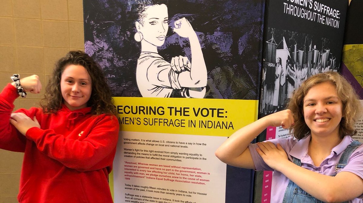 INSuffrage100's tweet photo. Securing the Vote, a special traveling exhibit from @IndianaHistory, has been on the road since mid-2019. See it at a venue near you or book it: https://t.co/6laYmQlHRa #19Moments https://t.co/3iMjXbEzR8