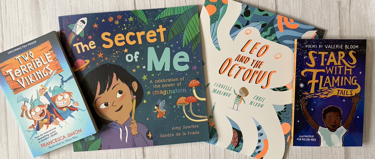 BookSuperhero2's tweet photo. Poetry, picture books and early chapter books! More excellent book post 😄
#TwoTerribleVikings #FrancescaSimon #SteveMay
#TheSecretOfMe @AmySparkes @sandradelaprada
#LeoAndTheOctopus #IsabelleMarinov
#ChrisNixon 🐙
#StarsWithFlamingTails #ValerieBloom @kenwilsonmax 💫 https://t.co/2QfNetOyix