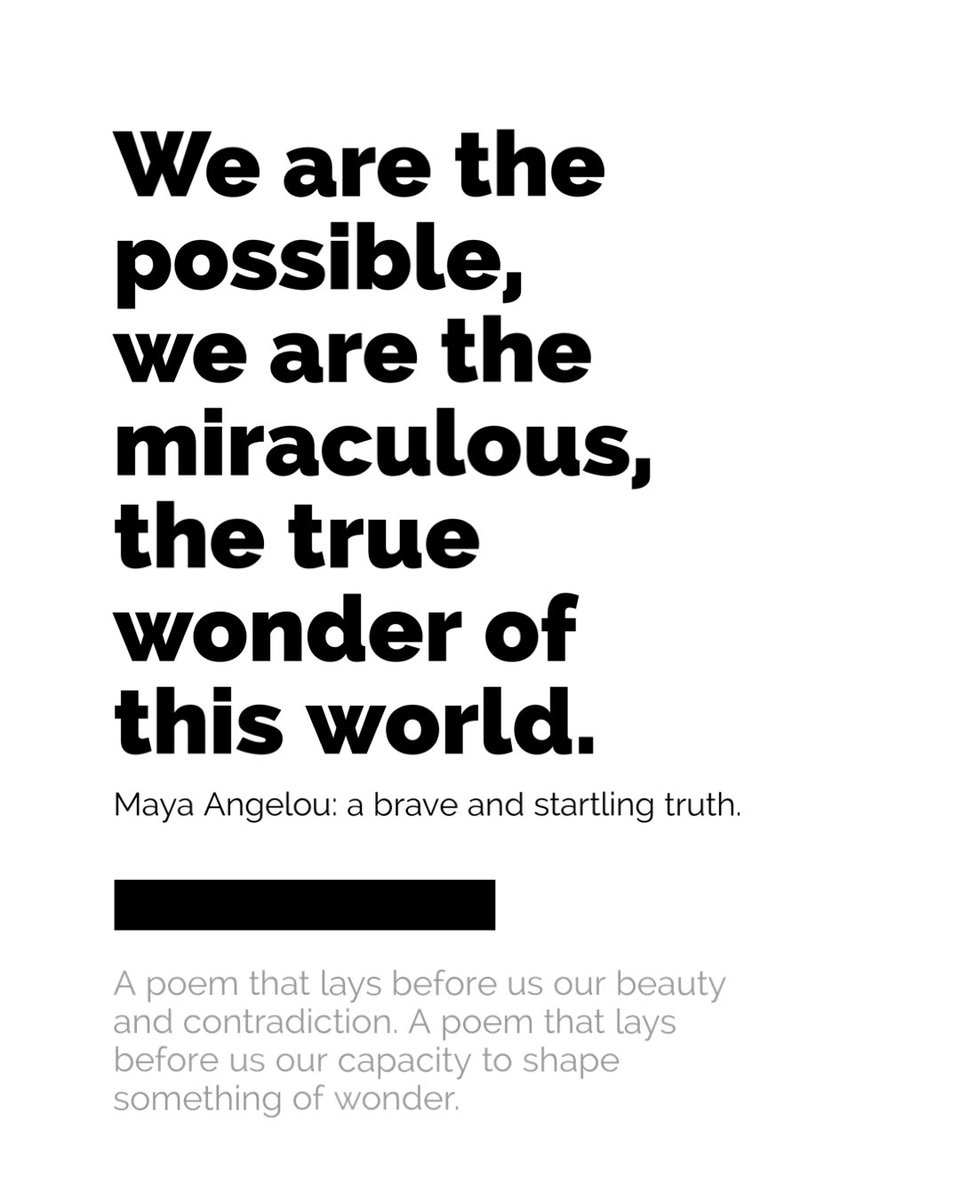 I adore this honest and sometimes brutal poem by Maya Angelou; a brave and startling truth. It reminds us that within our frailty and contradictions, our imperfections and mistakes, there are infinitive possibilities for something magical to appear. #MayaAngelou #humanity