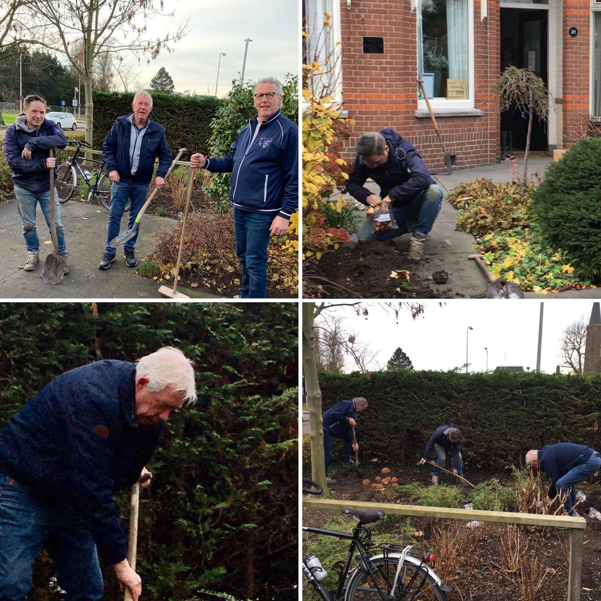 Te gek! Deze kanjers staken vanmorgen de handen uit de mouwen en plantten maar liefst 700 tulpenbollen in de tuin van Inloophuis Carma.