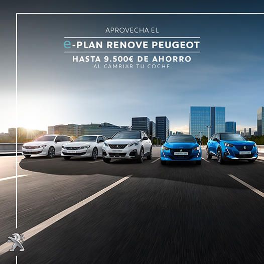 Talauto's tweet image. Aprovecha el e-Plan Renove Peugeot. Hasta 9.500 € de ahorro en tu nuevo Peugeot de la gama de eléctricos e híbridos enchufables.