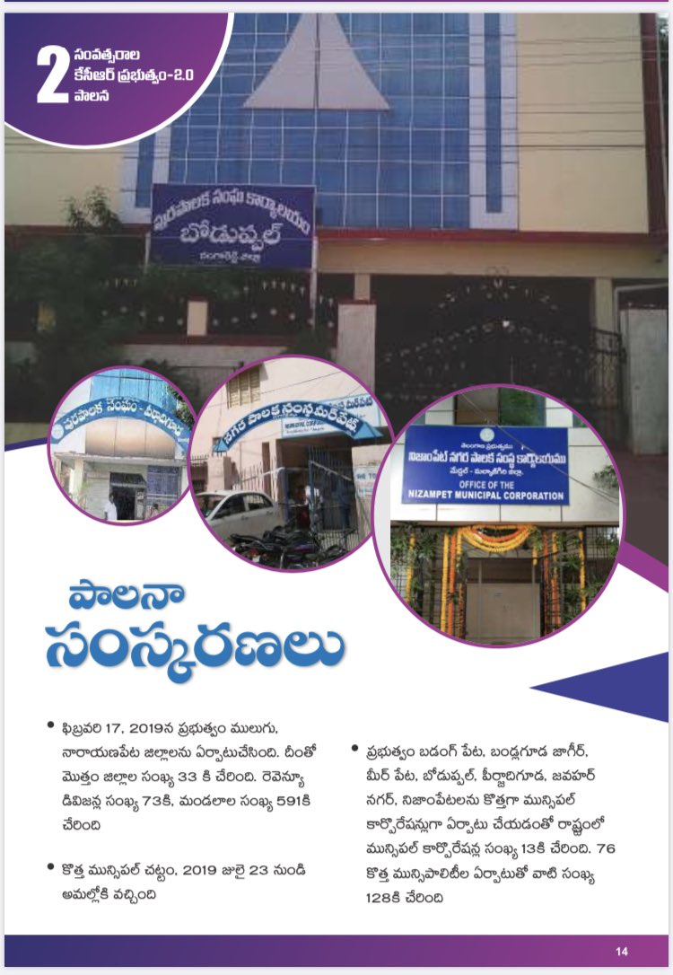 Effective  #Covid ManagementRecord Paddy Procurement->367% increase in 6 years #AasaraPensions to over 39 Lakh beneficiaries #ShaadiMubarak  #Kalyanalakshmi to over 7 Lakh beneficiariesNew  #MunicipalAct, 13 Municipal Corporations & 128 Municipalities in TS...(3/10) @KTRTRS