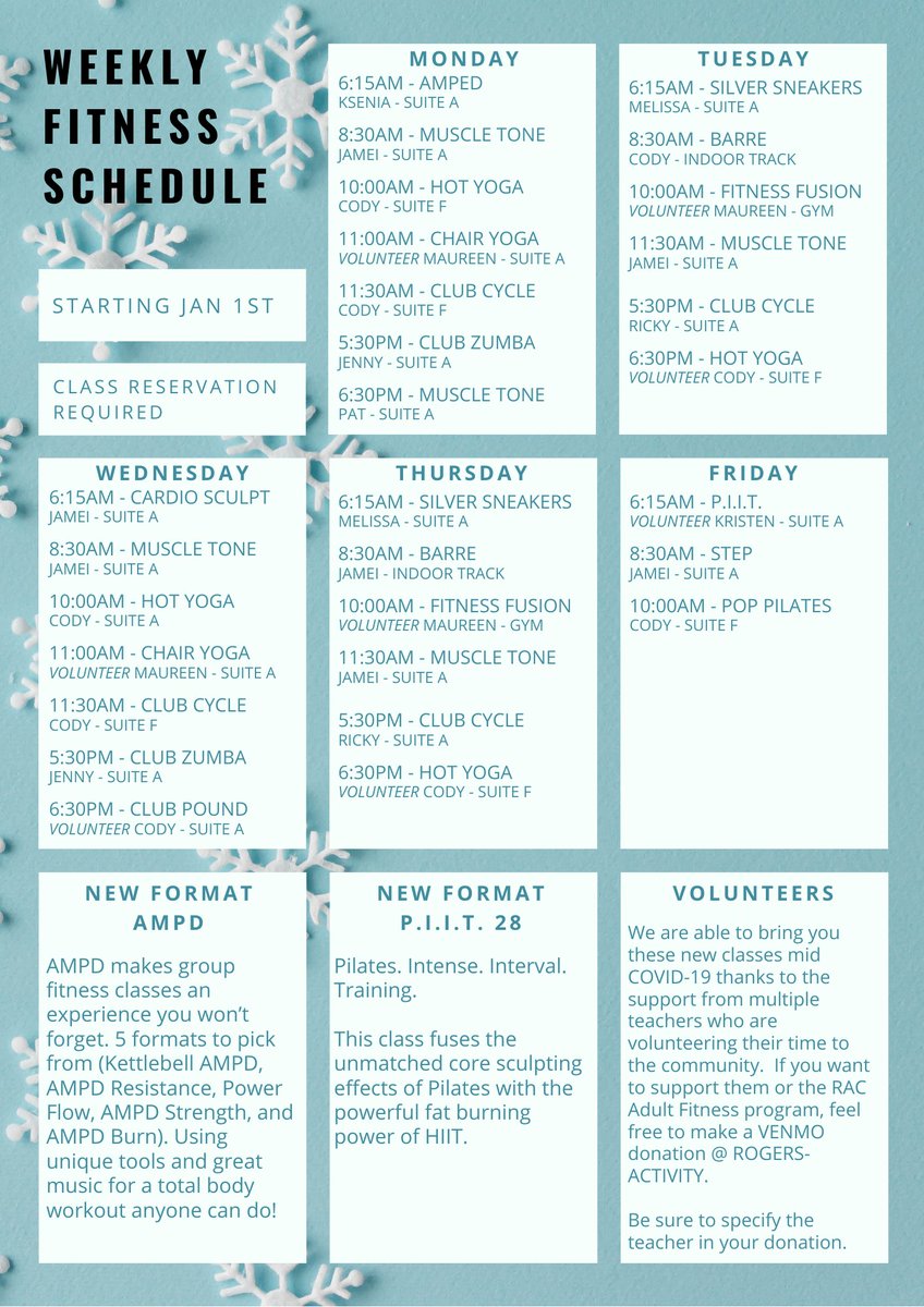 BOOKING BLITZ INTO 2021!

Have you checked out our 2021 Fitness Class Schedule?  All memberships include access to ALL our adult fitness classes for FREE.  

For the next week, you will be able to book the ENTIRE month of January, so jump in quick before all the spots are gone.