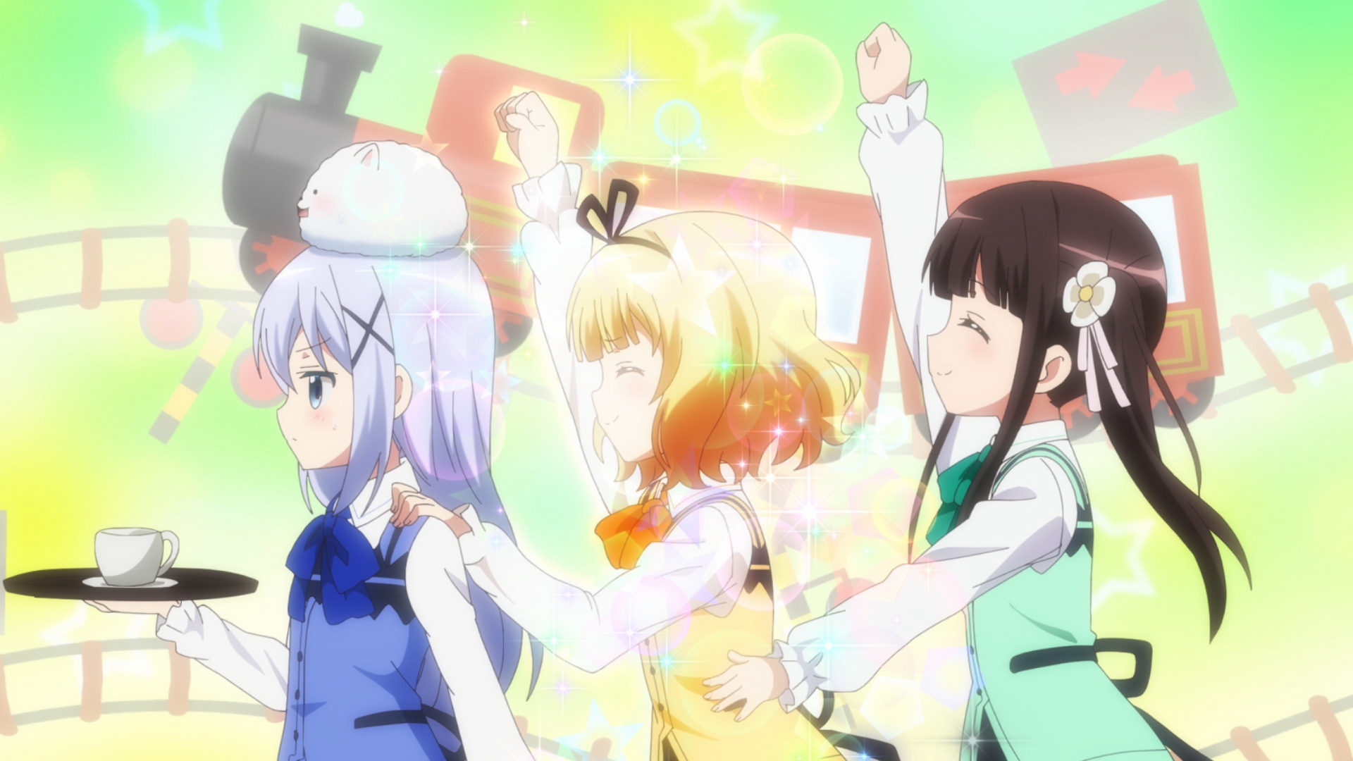 Tvアニメ ご注文はうさぎですか 特典cdでも かわいいが花盛り 今回の第11羽を収録するblu Ray Dvd第6巻の特典キャラソンcdは 看板娘隊 チノ 千夜 シャロ の初キャラソンをお届けします 甘兎 フルール ラビットハウスの 看板娘隊 爆誕