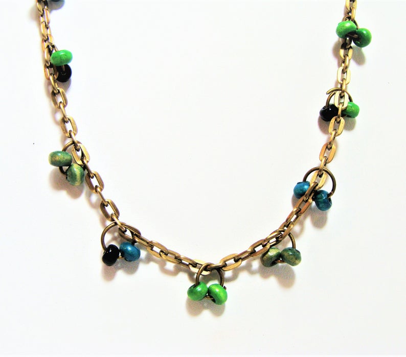 girliegals12's tweet photo. Blue and Green 36 inch Beaded Necklace: https://t.co/Q3u3bJoGhy #bluenecklace #greennecklace #beadednecklace #antiquegoldchain #handmadejewelry #matchingearrings #Boho #hippie #funtowear #etsyhandmade #etsyshop #shopsmallbusiness https://t.co/CwCaxjpFUB