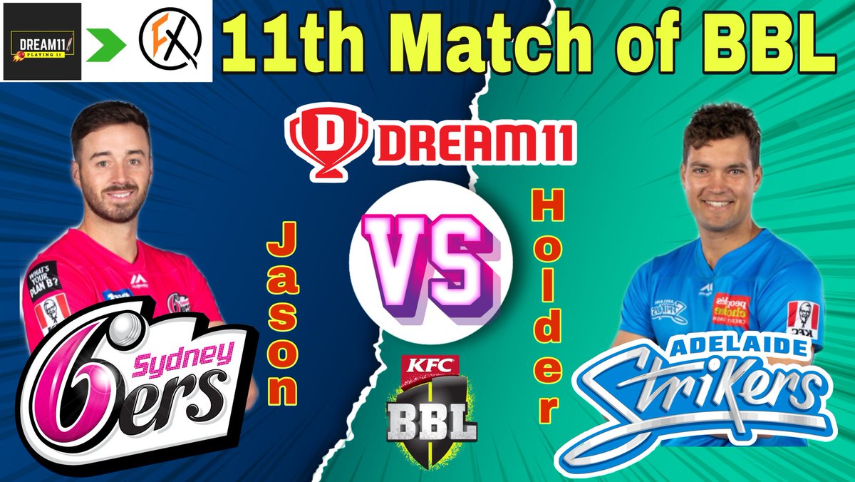 XpressFantasy's tweet image. Sydney Sixers Vs Adelaide Strikers 11th match of BBL Match Prediction Video | SIX vs STR Dream11 youtu.be/b7CTNzXBPvs
#SIXvSTR #SIXvsSTR #SydneySixers #AdelaideStrikers #Strikers #Sixers #bbl #BBL10 #BigBashLeague #Dream11 #dream11BBL #FantasyXpress #FantasyCricket #Dream11Tip
