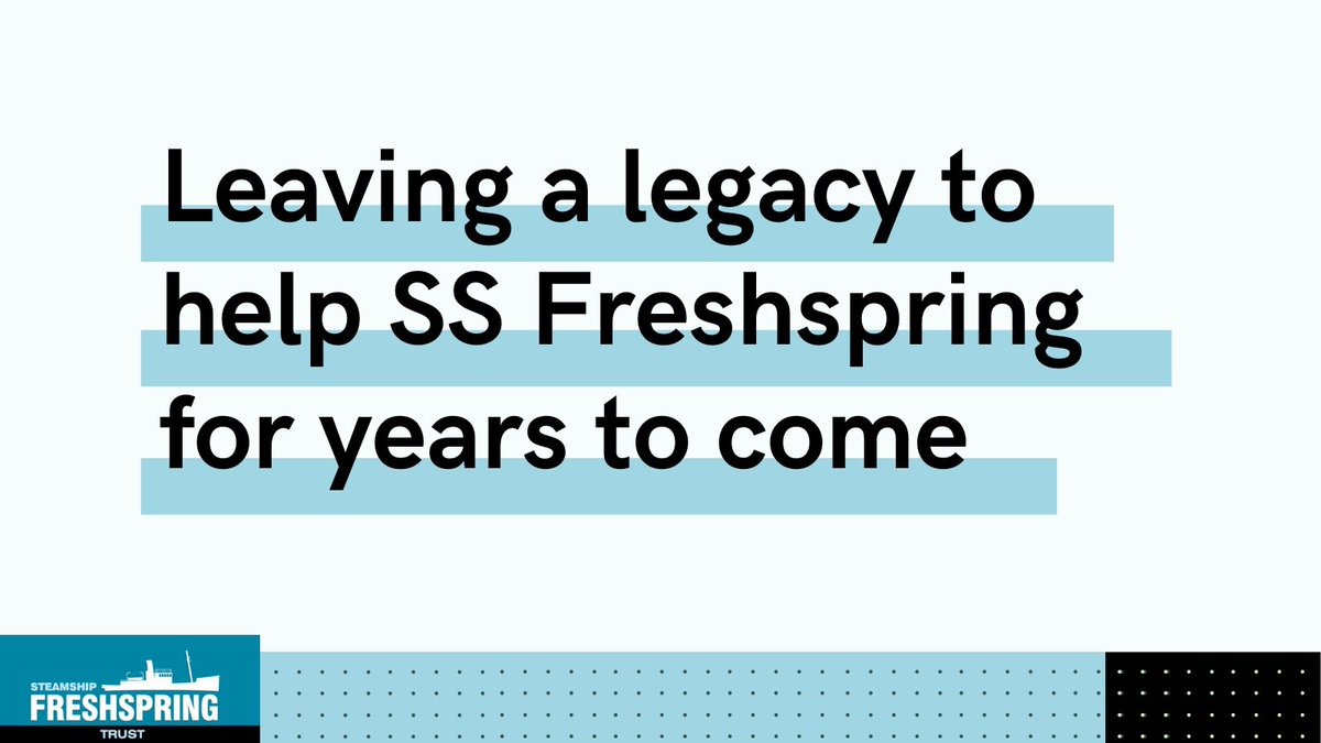 SS_Freshspring's tweet image. Please consider leaving a legacy to SS Freshspring in your Will.

It will allow to continue our heritage work long into the future, preserving the ship so that we can inspire the next generation of maritime careers.

Contact us to find out more: ssfreshspring.co.uk/contact