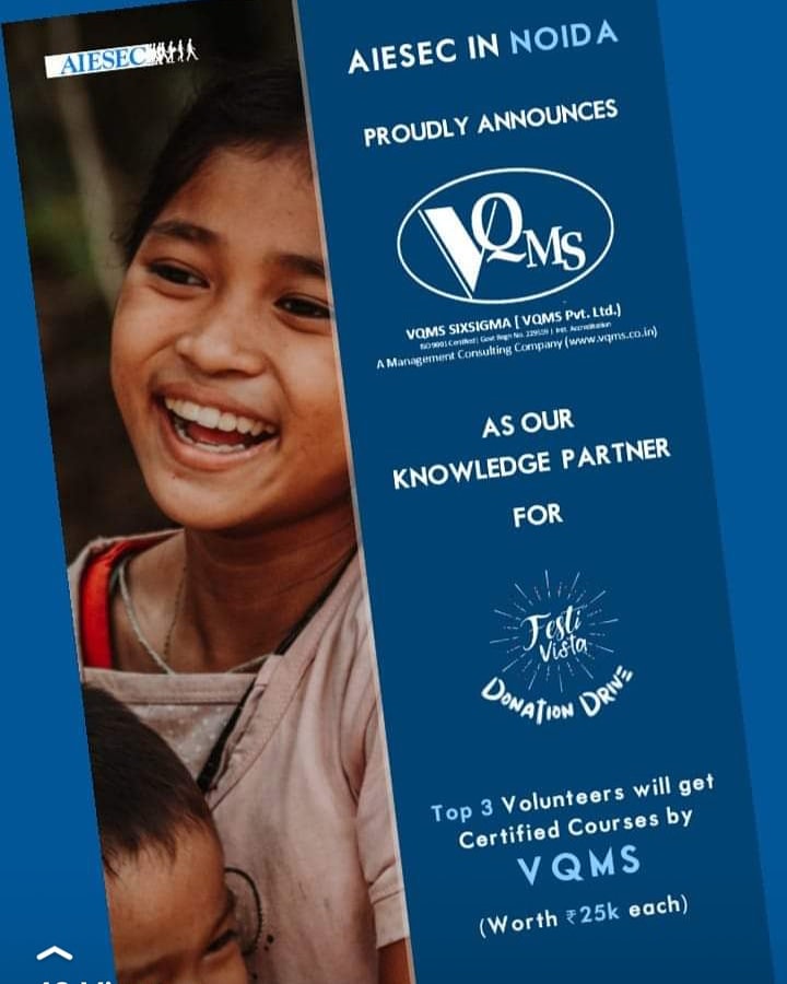 VQMSSixSigma's tweet photo. Congrats for being KNOWLEDGE PARTNER for AIESEC Noida. Let's contribute to uplift Poor's, treat all equal... https://t.co/vKLrWeOn6Y