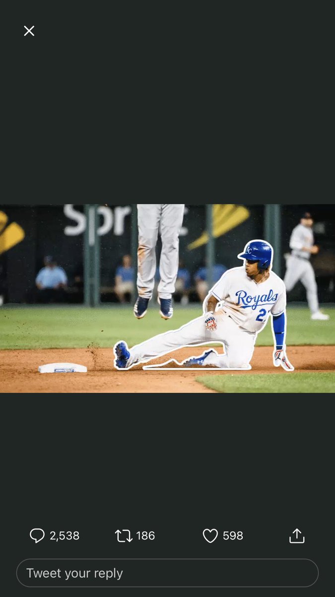 sammy07johnc's tweet photo. @Royals I had to redo this a comical amount of times because I kept clicking the picture after getting it so that I could hide the buttons on the bottom for my screenshot.🥲 https://t.co/MUttxEhLk4