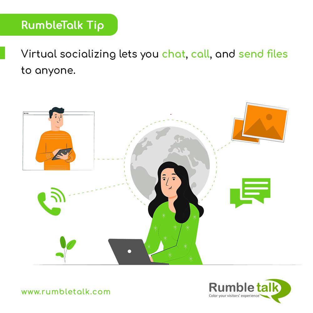 RumbleTalk's tweet image. Virtual socializing lets you chat, call and send files to your audience, students, team, client, or anyone on the other end. 

buff.ly/34iZsOi 

#exportchat #wpchat @wp #chattranscript #chatexport #onlinegroupchat