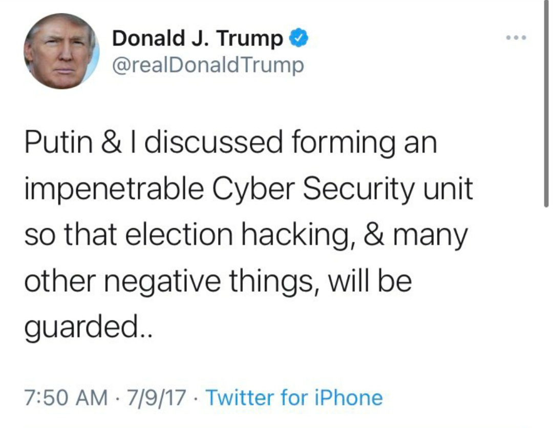 YourGloriousSun's tweet photo. Now that we've just experienced the worst cyber attack in US History at the hands of the Kremlin, let's revisit this tweet. https://t.co/iOKTKWa4c0