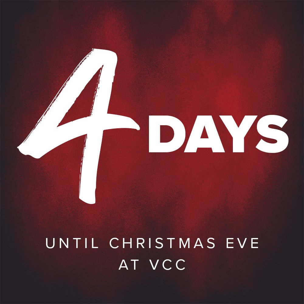 There's only 4 more days until Christmas Eve celebrations begin at VCC! For times and info, go to vccindy.org/christmas!