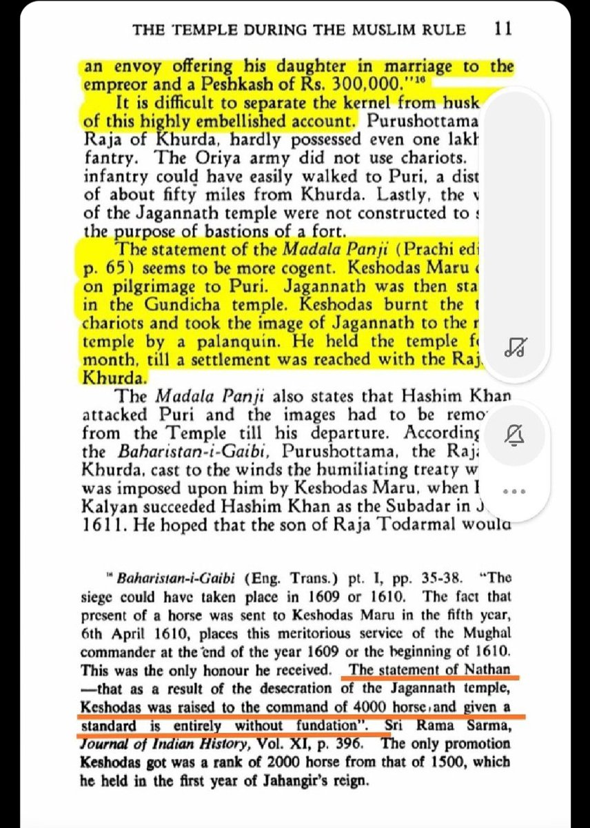 She shares snippet reference of Baharistan I Gaibi nd also mentions Madala Panji. Now, they found no option. Pointed out that keso Das being raised to command of 4k horses due to this act is questioned by writer and rama Sharma. So, entire episode is fake3/n