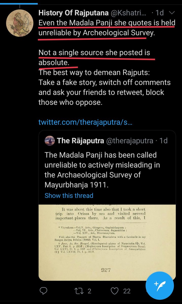 Now, the only thing remained was Madala Panji. As usual they knew nothing of it before. And started searching for it in Google and found some references which says Madalapanji is not trustworthy. As below screen shot. They tried to imply that it was 100% not trustworthy 6/n