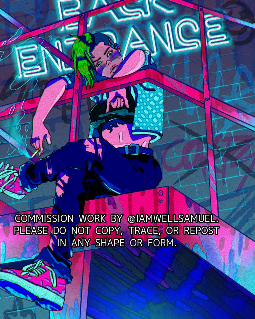 iamwellsamuel's tweet photo. commission work for @WaitingJ07 of their cyberpunk player.
thanks again for commissioning me! 🙏🙏
#Cyberpunk2077 #cyberpunk #cyberpunkart #Cyberpunk2077fanart #commissionsopen #commissionart #digitalart #aestheticart #retrorun #outrun #vaporwave https://t.co/uIIAeF1xlD