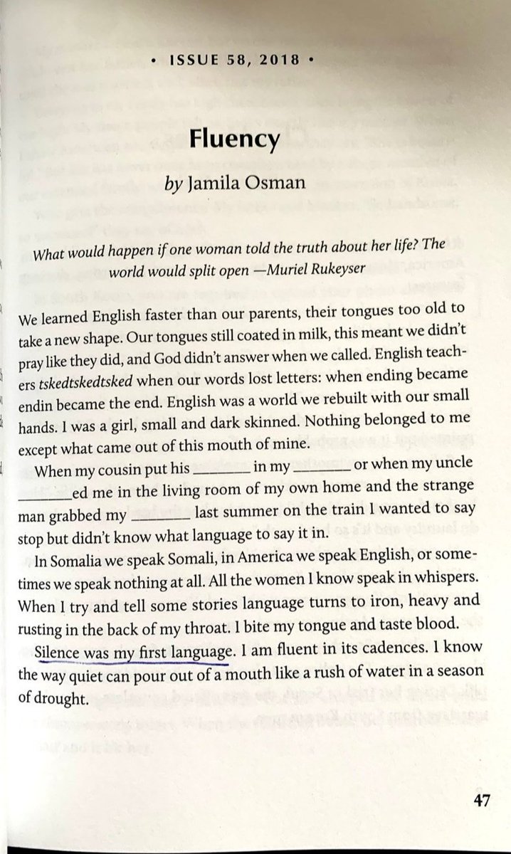 6/7SINGLE PAGE:Very honourable mention to  @hatatkins' quite perfect FOOD AND WINEbut, as standalone pages go:FLUENCY by  @j__osman knocked the air completely out of me, has haunted me & has kept on singing ever since.(Pic not mine)
