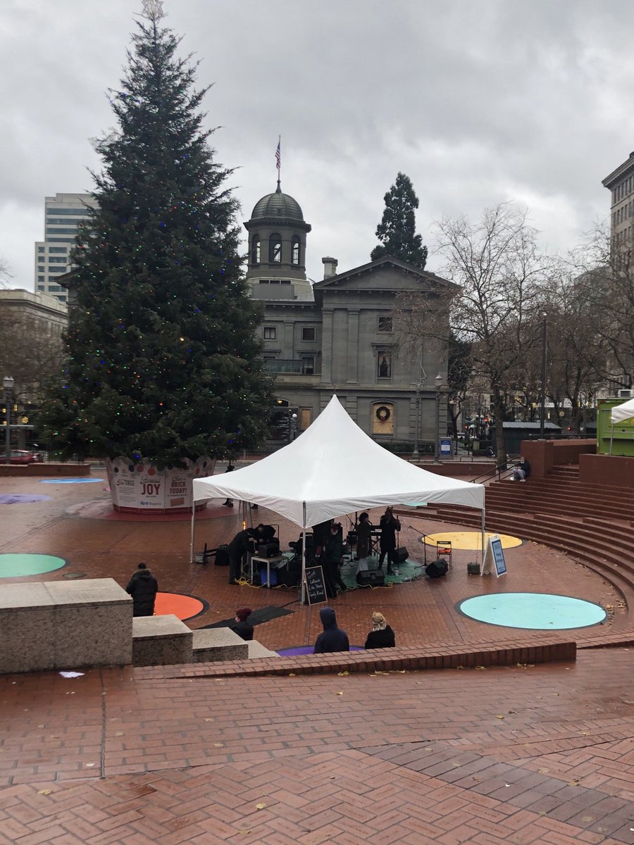SamBugarsky's tweet photo. A little bit of normalcy at Pioneer Square in PDX on my Saturday morning run. Didn’t think I would get here before Christmas this year. https://t.co/geB7w9fGiC